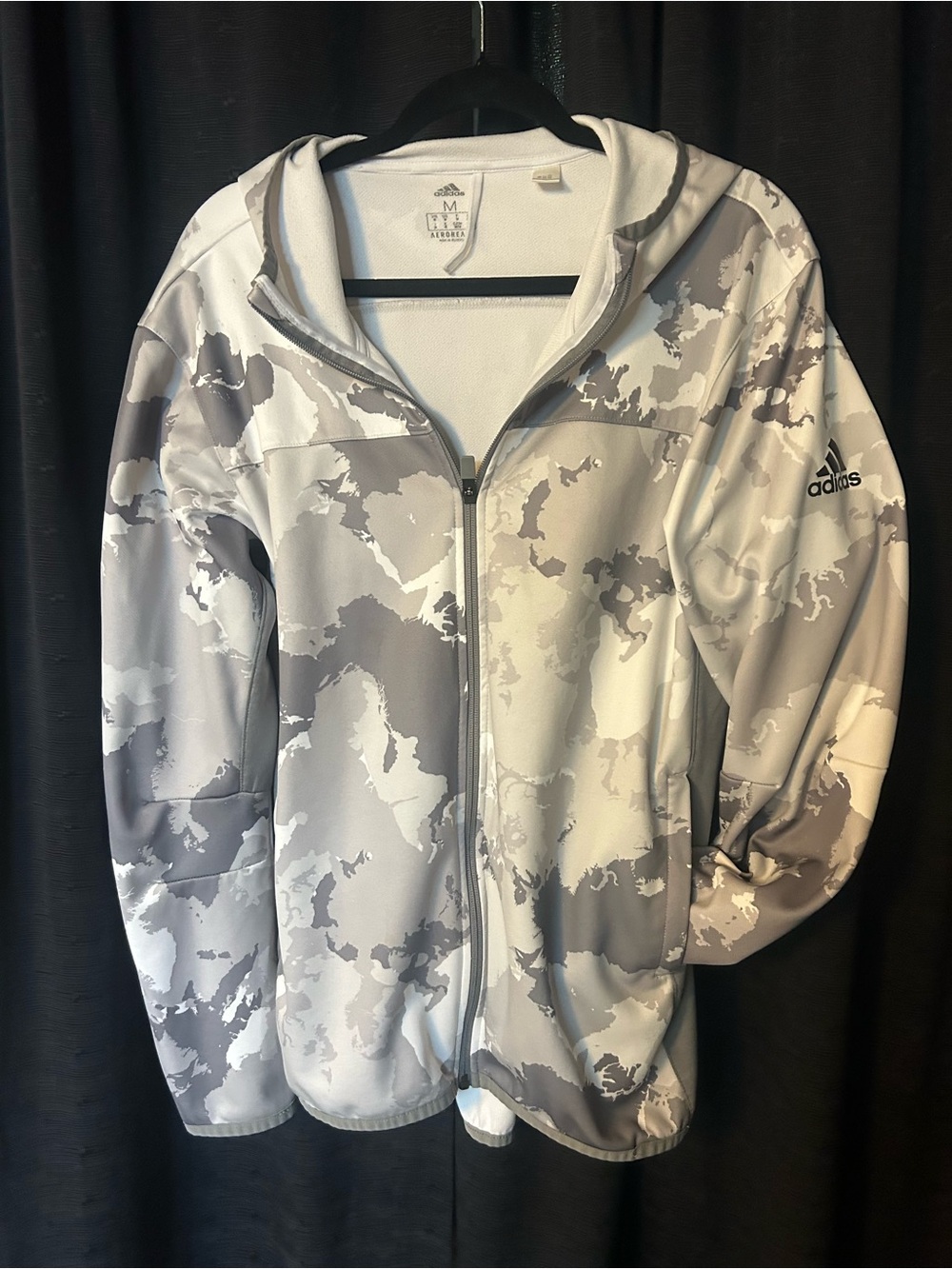ADIDAS - White & Gray Camo Training Jacket with Black Logo